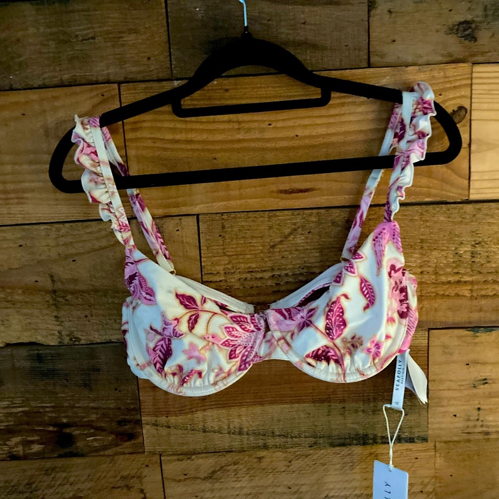 Seafolly Australia Bathing Suit Top Flower Print- Few marks as shown in pictures
